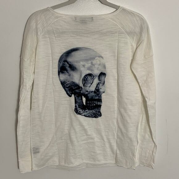 Skull Cashmere Cotton cream skull sweater size small - Picture 1 of 7